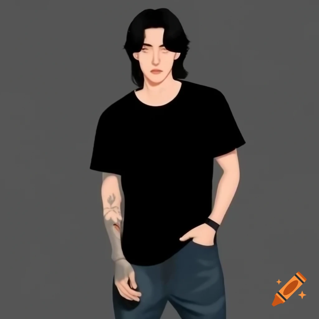 Stylish Vietnamese young man in casual outfit with long hair and Chelsea boots