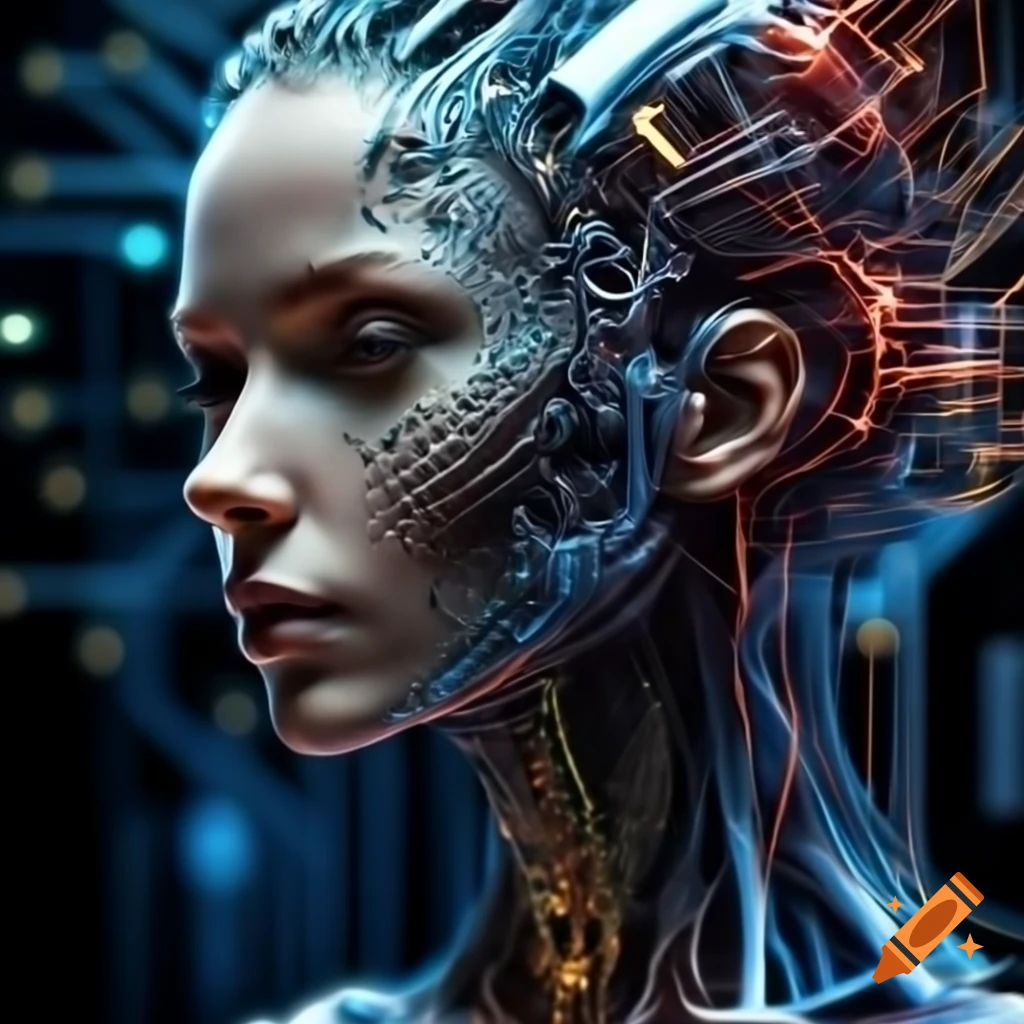 Abstract humanoid representation of artificial intelligence with ...