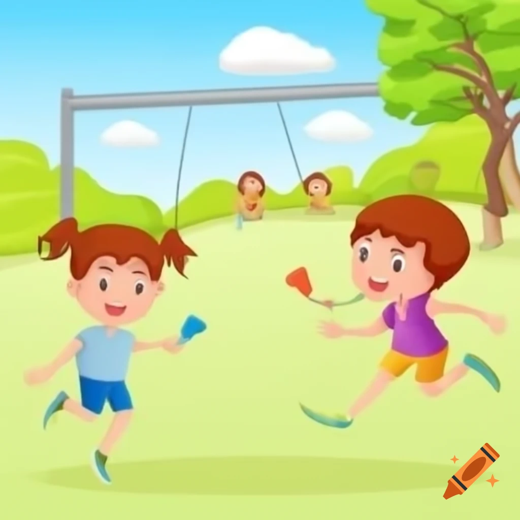 Children playing in a vibrant park setting
