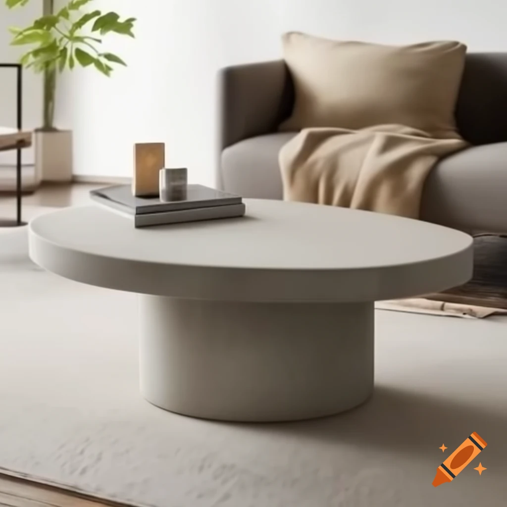 Modern concrete coffee table in stylish home interior on Craiyon