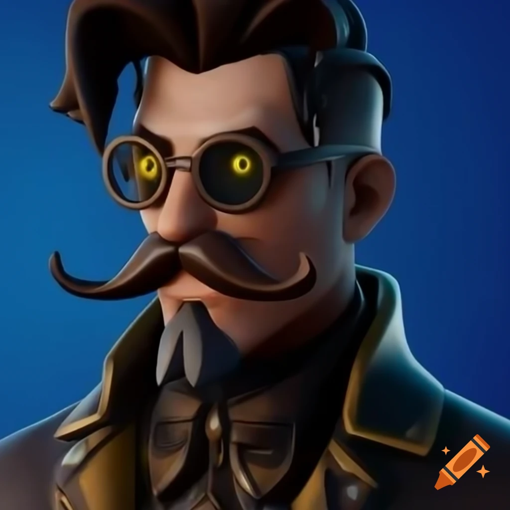 Gentleman with handlebar mustache in steampunk style, hyperrealism