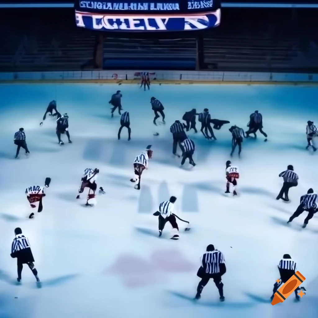 Ice hockey players in action on the rink