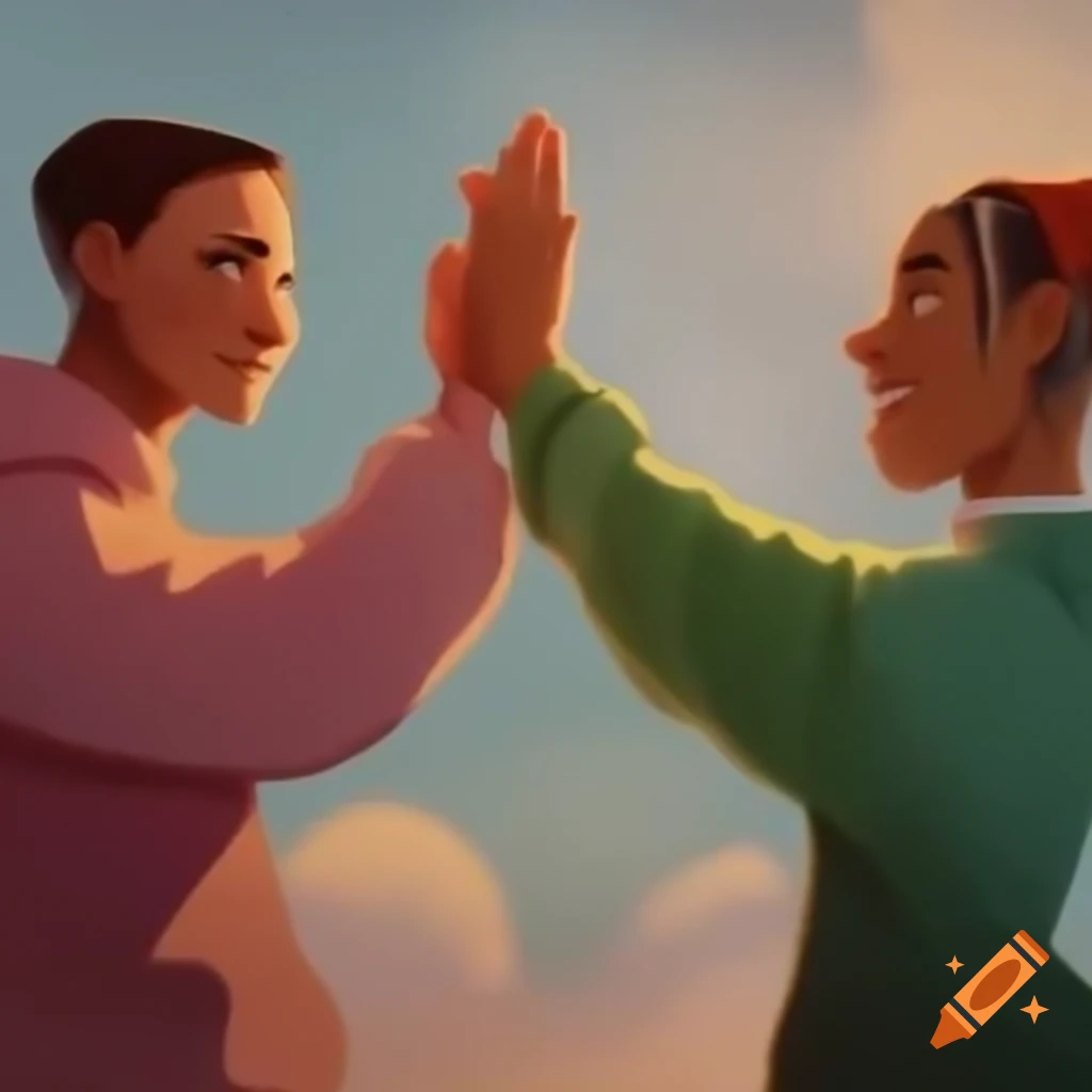Two friends giving a high-five