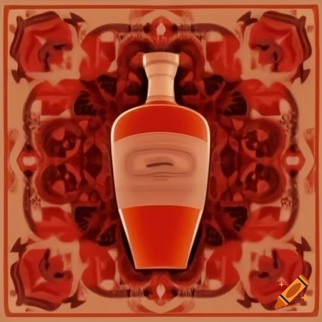 Elegant vintage wine bottle label with floral patterns and deep red ...