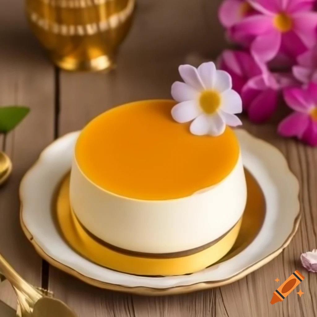 Panna cotta with 24kt gold sphere and edible flowers