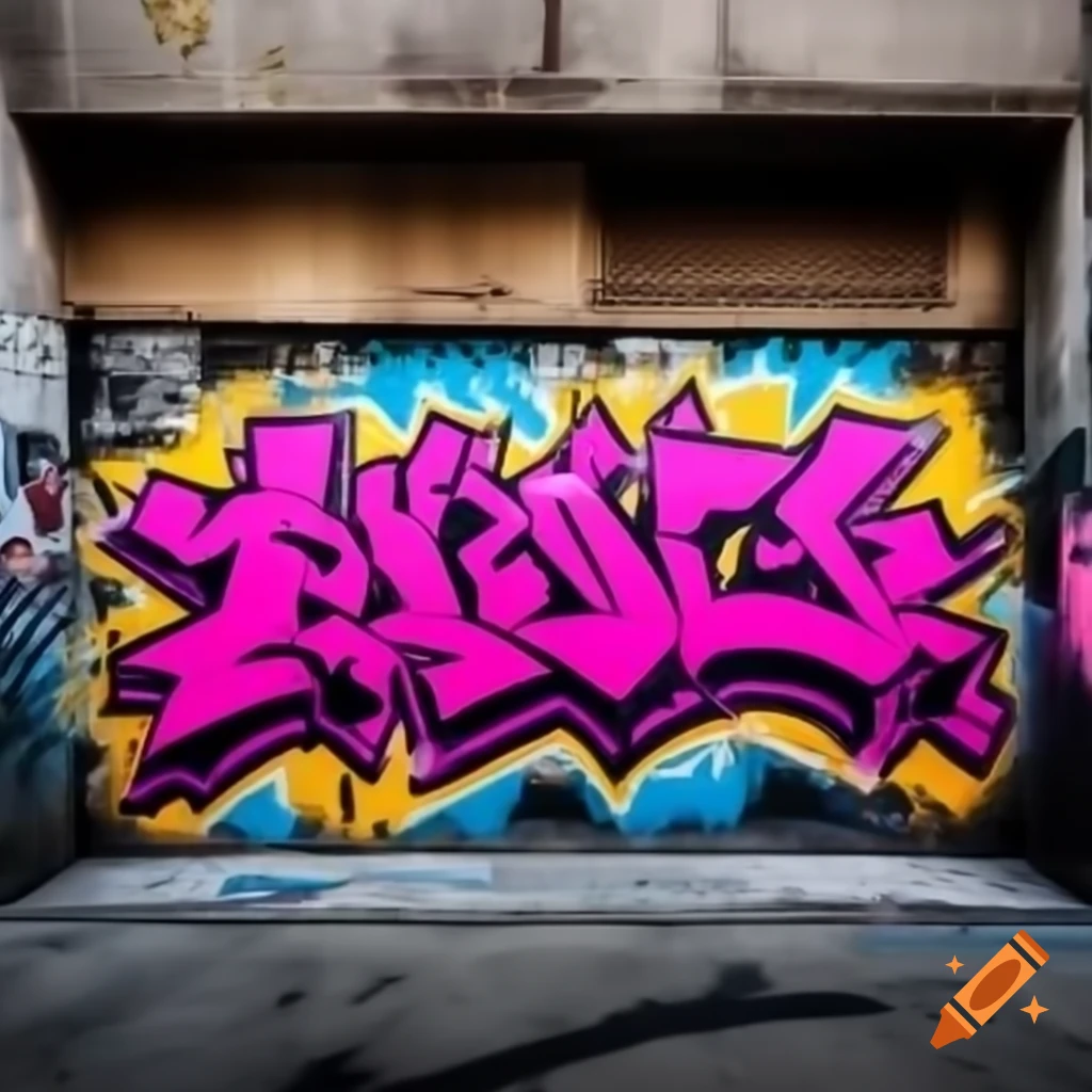 Vivid graffiti scene with bold spray paint on urban walls on Craiyon