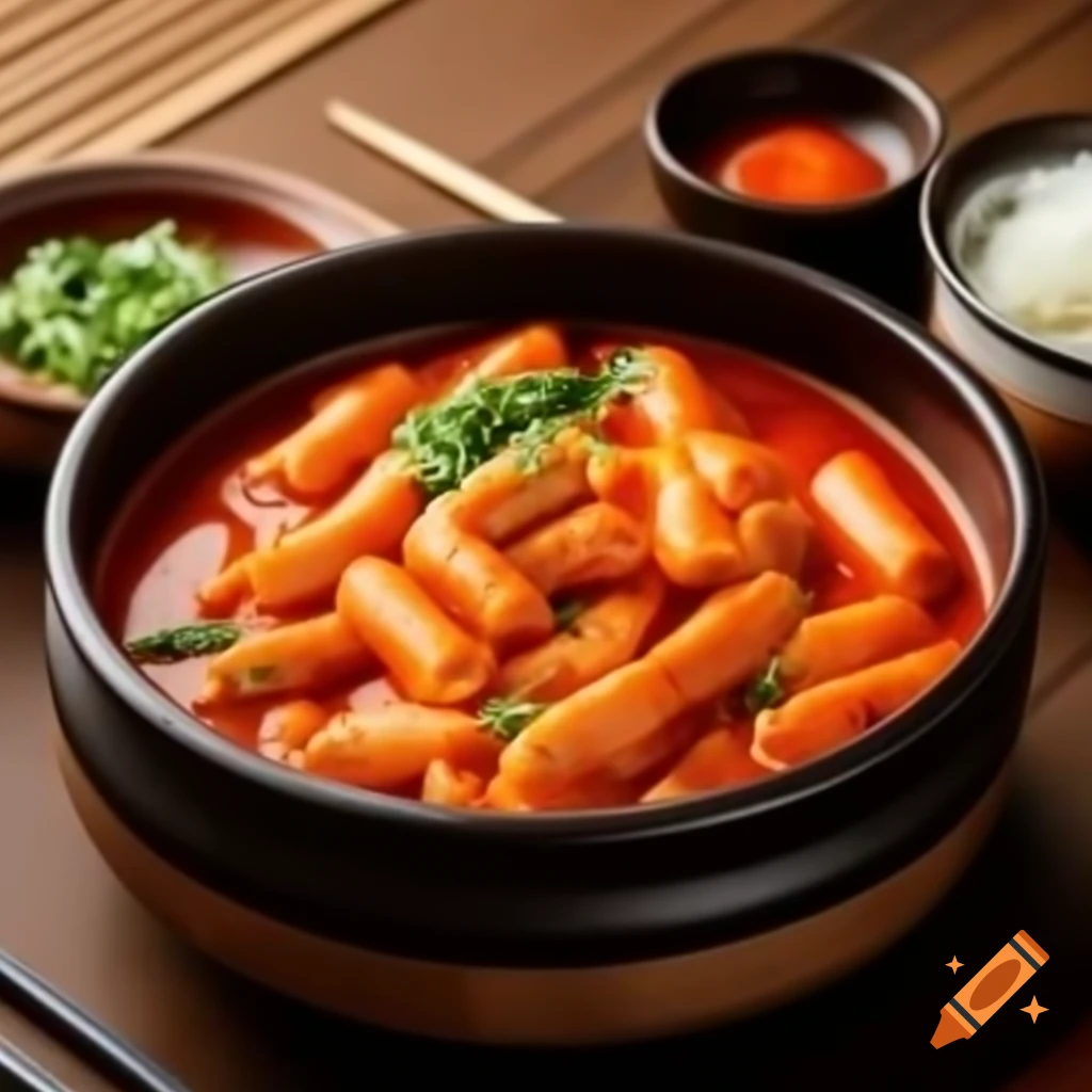 Tteokbokki, traditional Korean spicy food served in a bowl