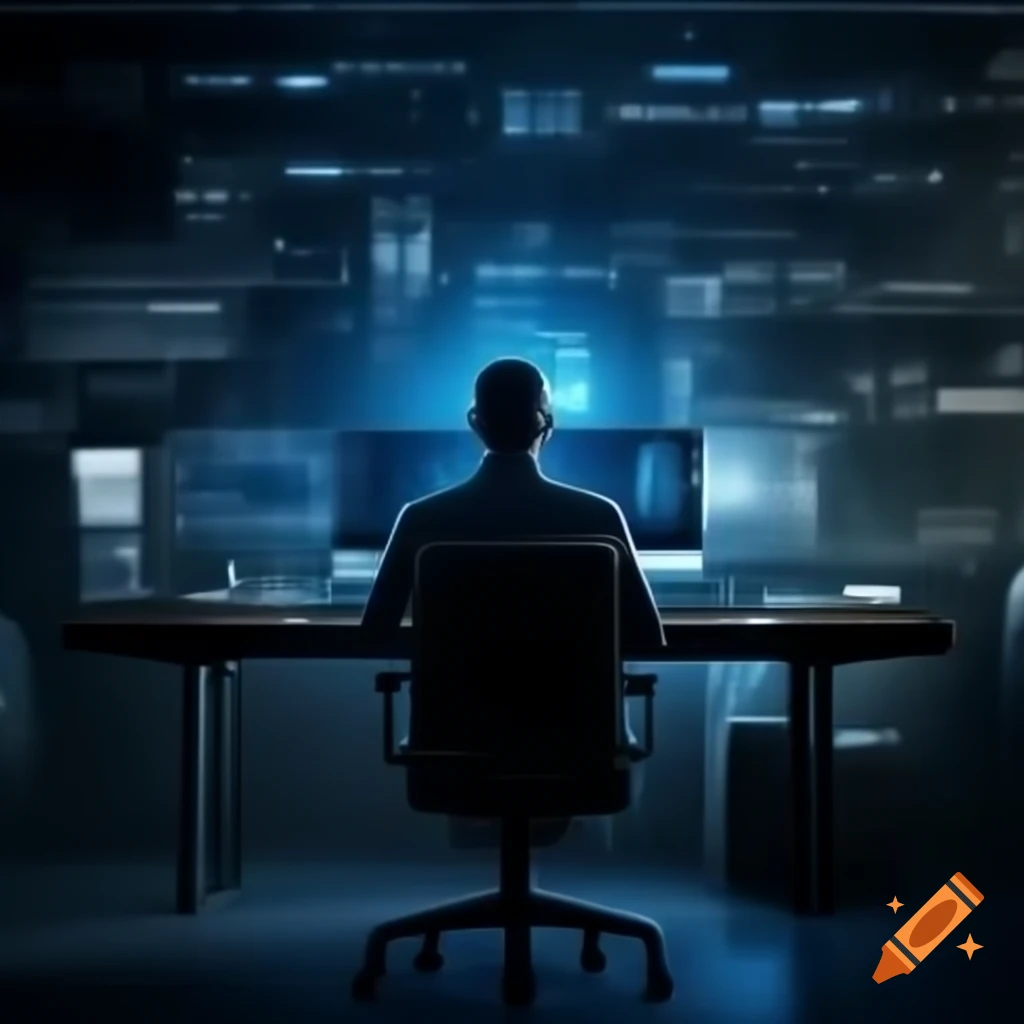 Dark themed cybersecurity desk wallpaper design