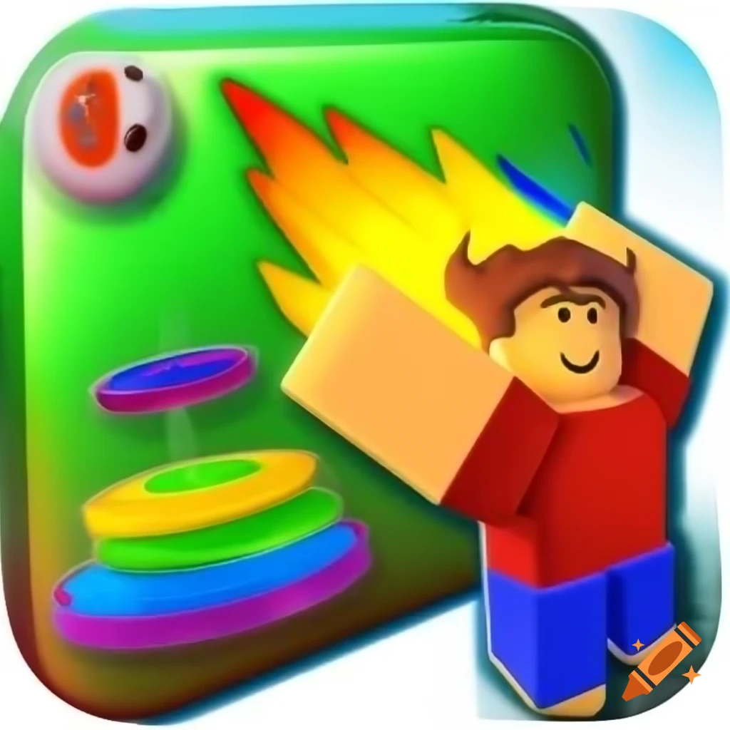 Roblox Obby game icon featuring rainbow flying platforms on Craiyon