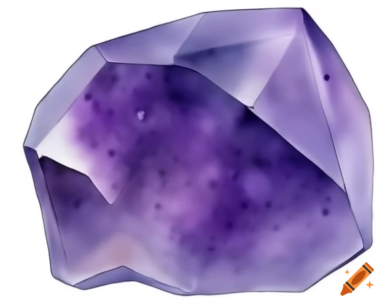 Close-up of uncut multi-faceted amethyst crystal in storybook style