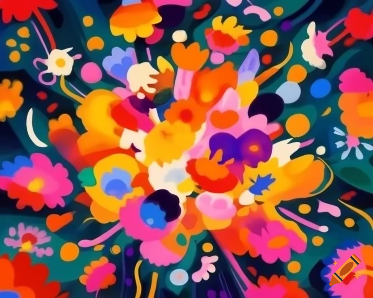 Vibrant abstract digital art with chaotic harmony and colorful composition