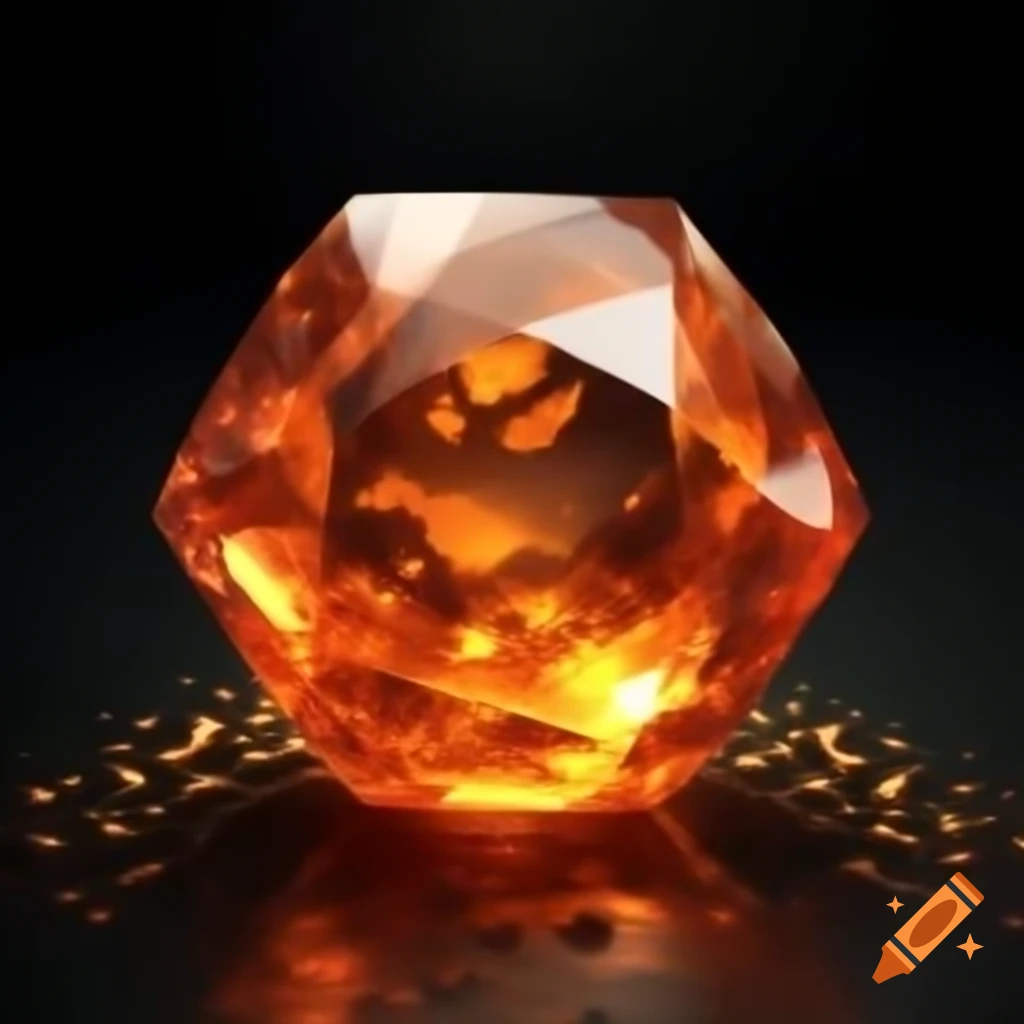Orange magical gemstone on black background