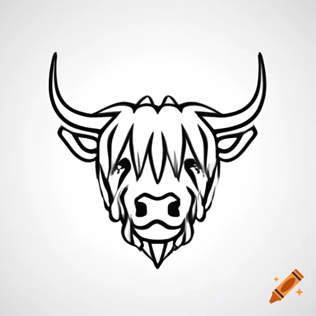 Line drawing of a highland bull head