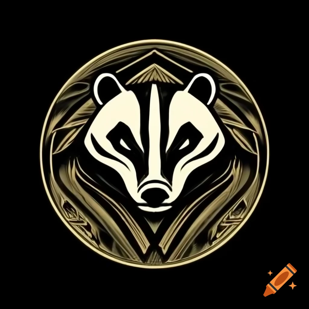Tribal style depiction of European badger head with full moon background