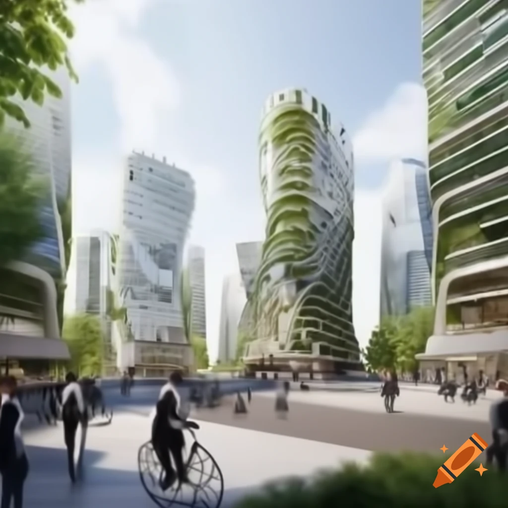 Futuristic street scene of Bishkek with modern urban planning for ...