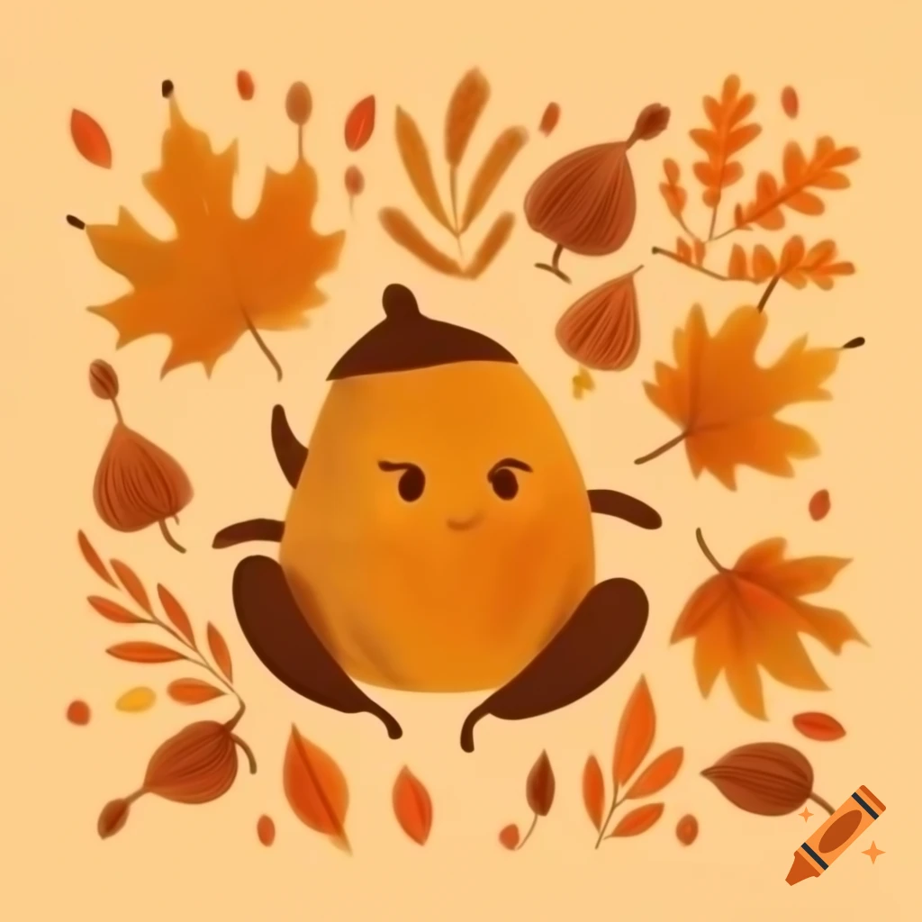 Autumn illustration with colorful foliage
