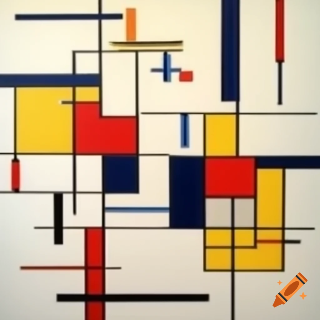 Suprematist painting with geometric shapes and bold colors