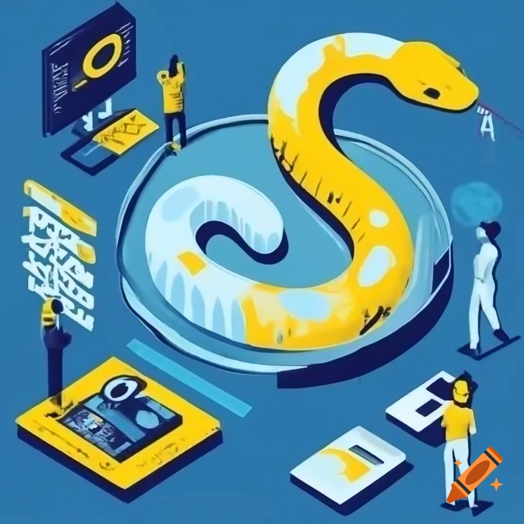 Illustration featuring python programming, technology, and discord bot ...