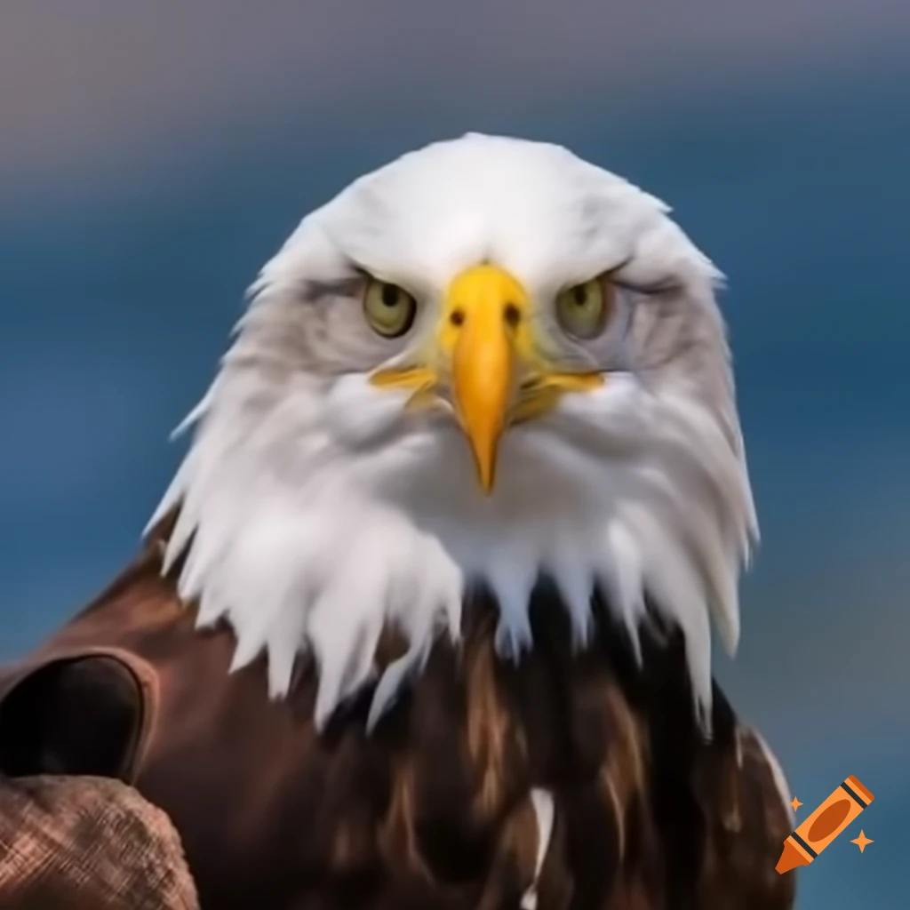 Eagle soaring over Boston skyline