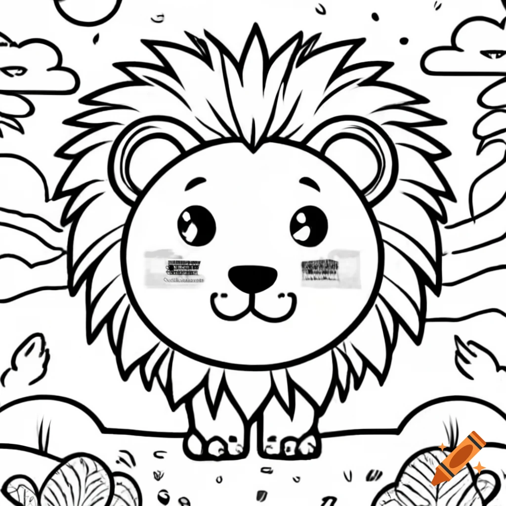 Cute lion coloring image