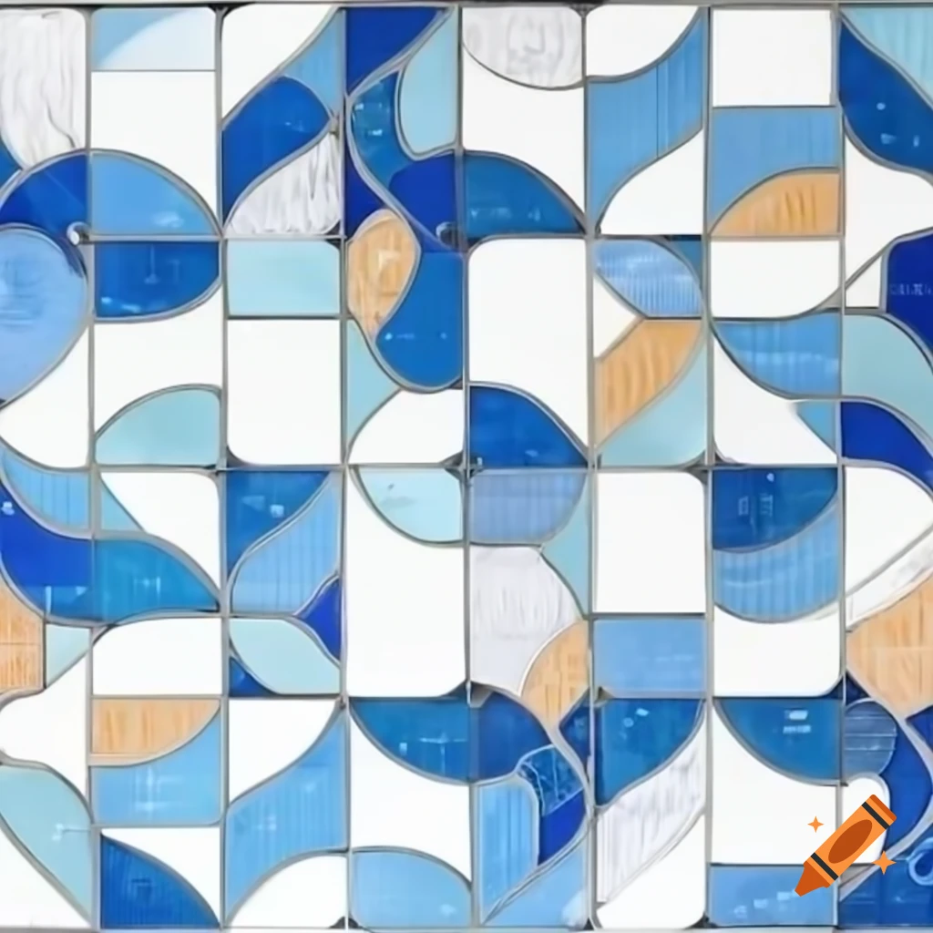 Beautiful mosaic featuring blue sky, white and sand tones