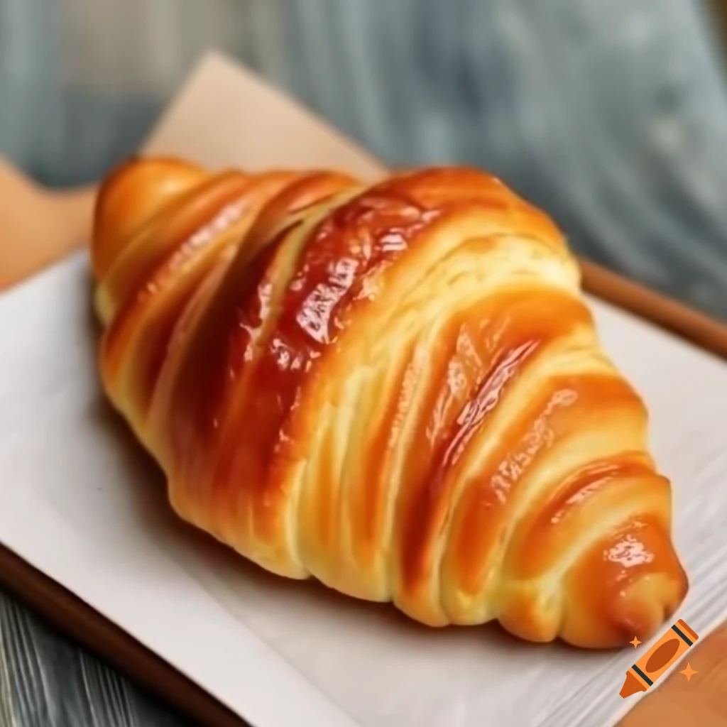 Fresh croissant, golden and flaky
