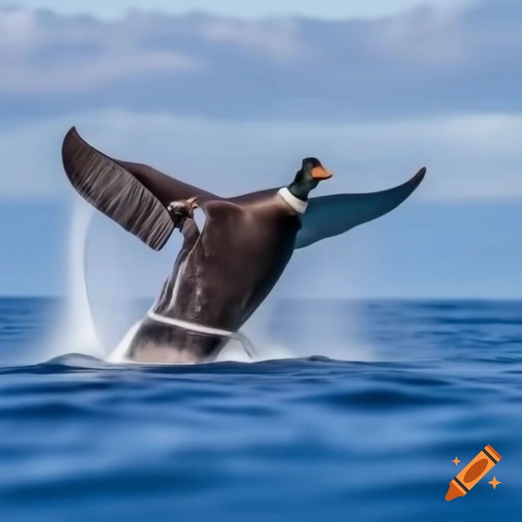 Imaginary hybrid of goose and blue whale