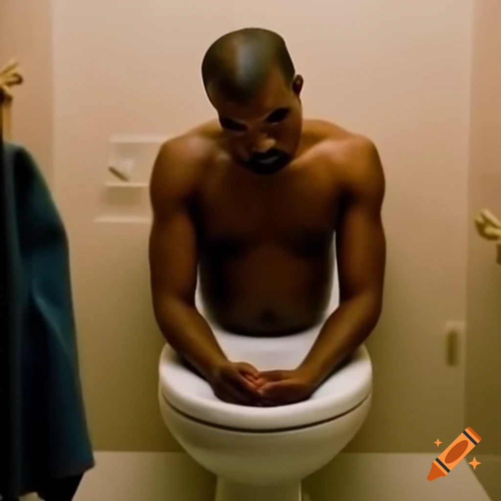 Humorous depiction of a celebrity with head in a toilet