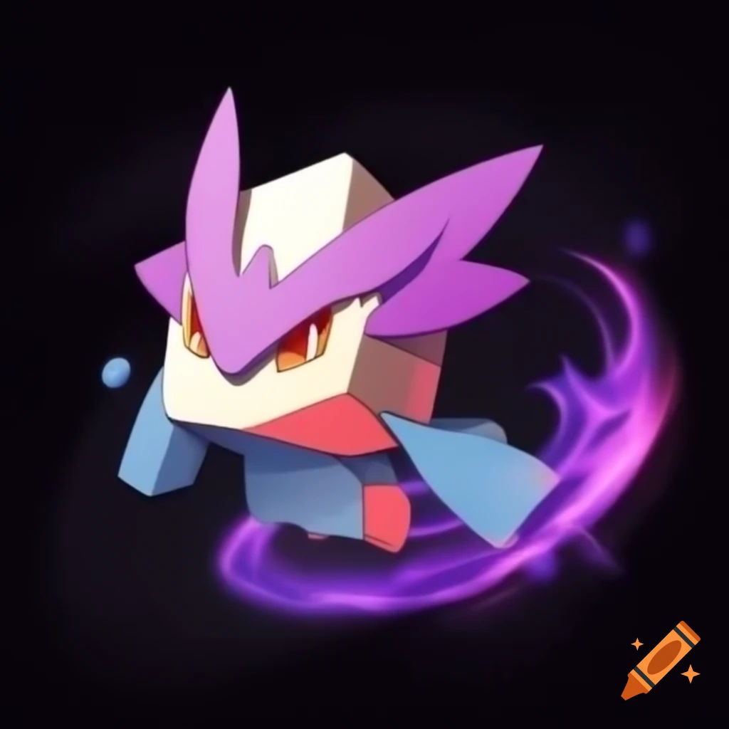 Qubi, a cube-shaped Pokémon with fairy and psychic powers, casting a ...