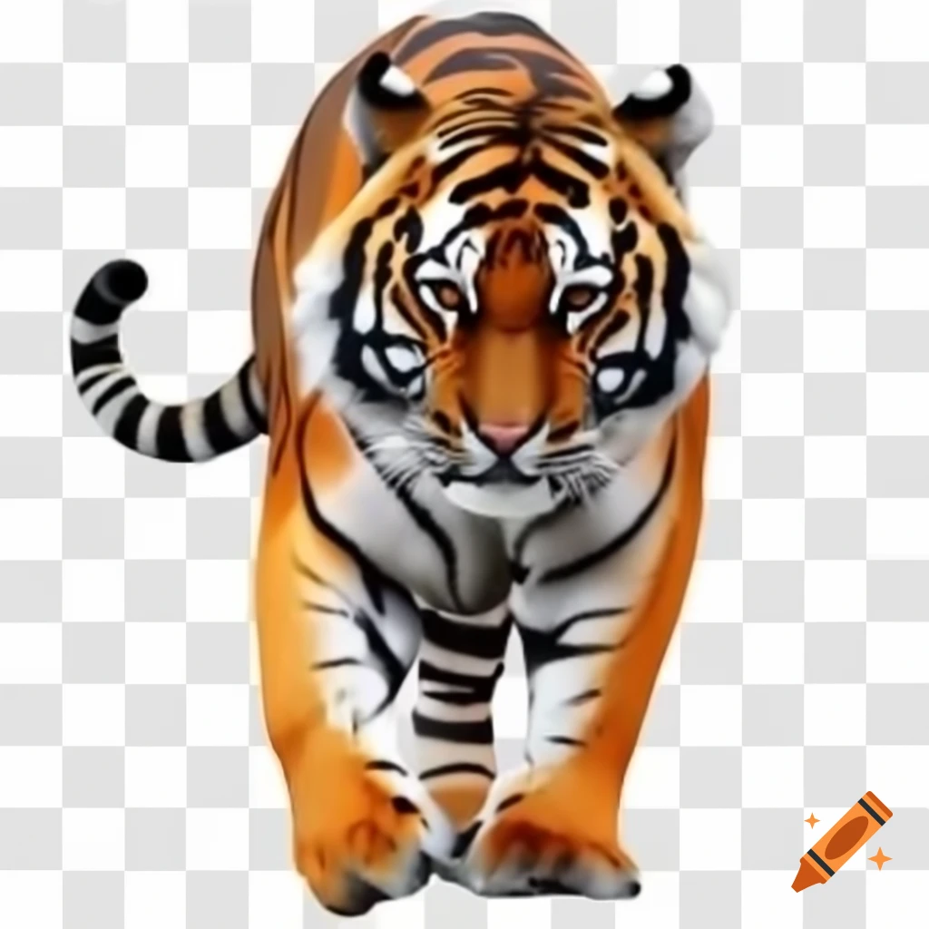Realistic tiger clipart with empty black background