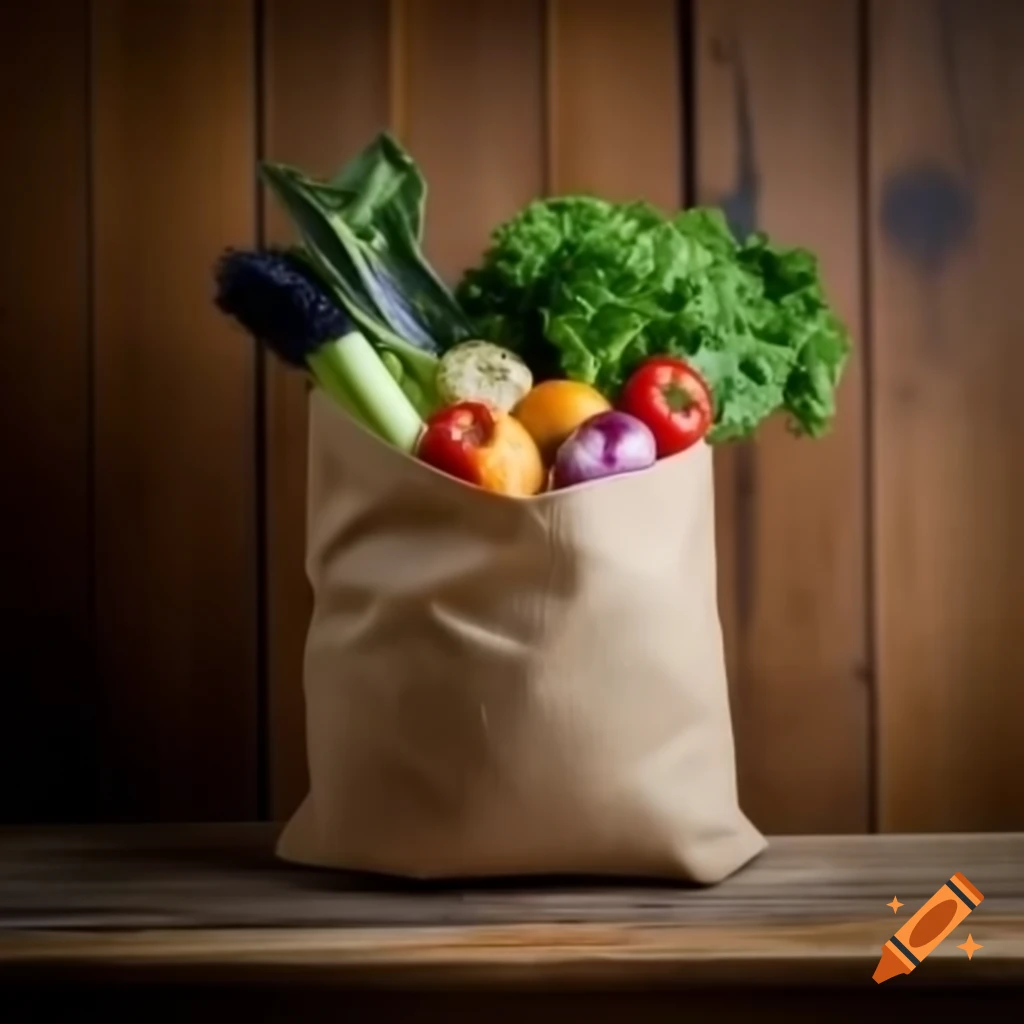Bag of fresh delicious food
