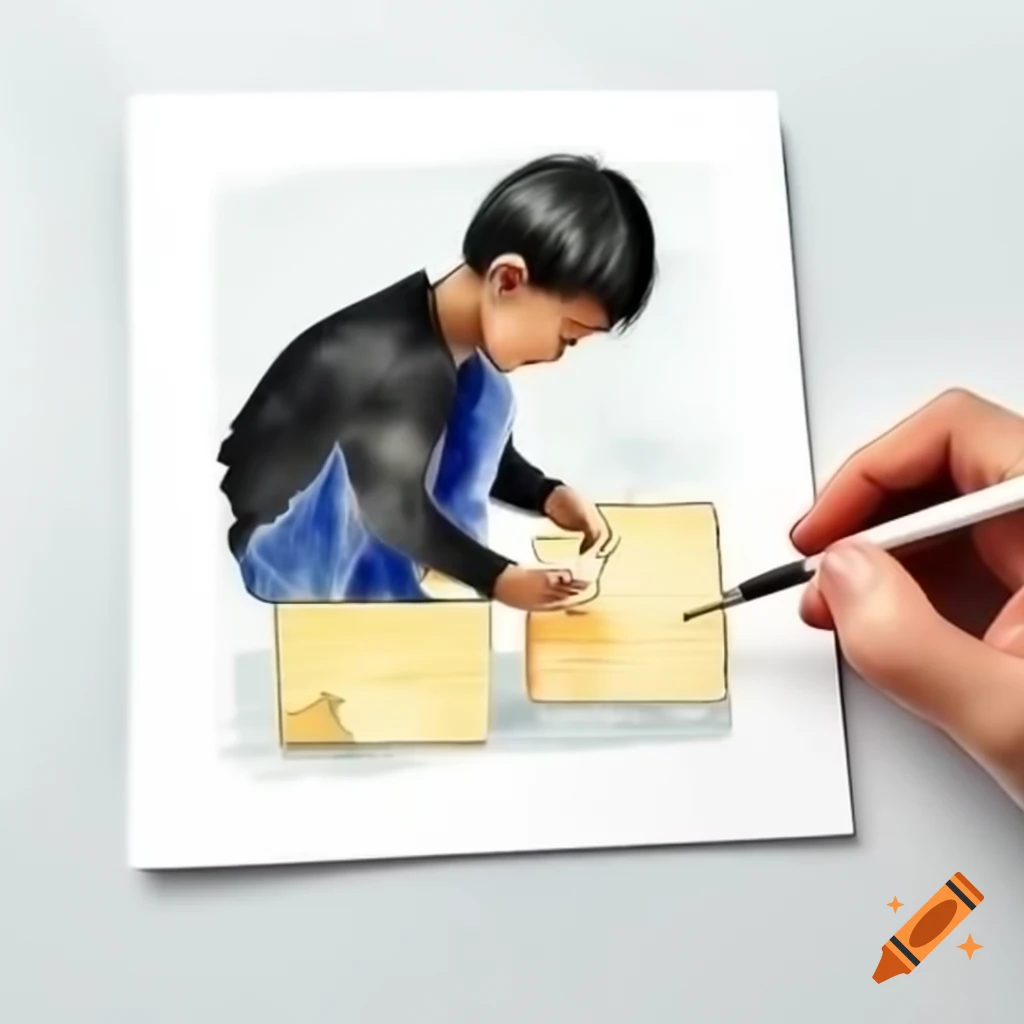 Child solving a puzzle by fitting a square box into a matching square hole