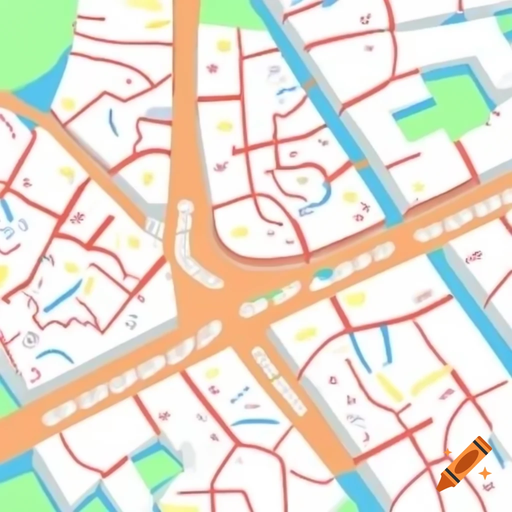 Colorful cartoon map of Paris street with labeled stations