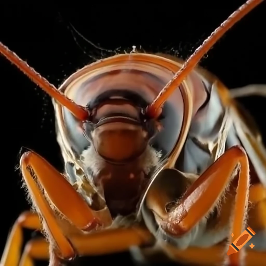 Close-up detail of a cockroach's face