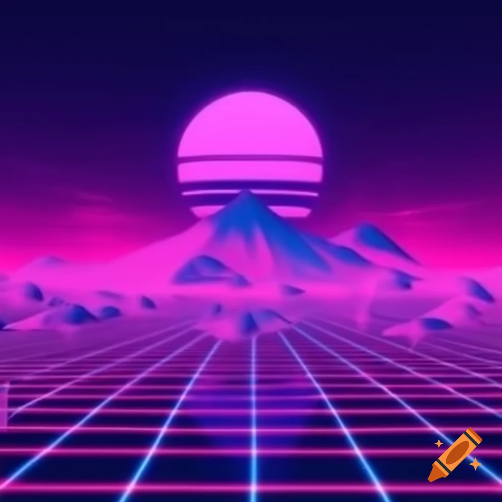 Vaporwave aesthetic scene with pink and blue colors