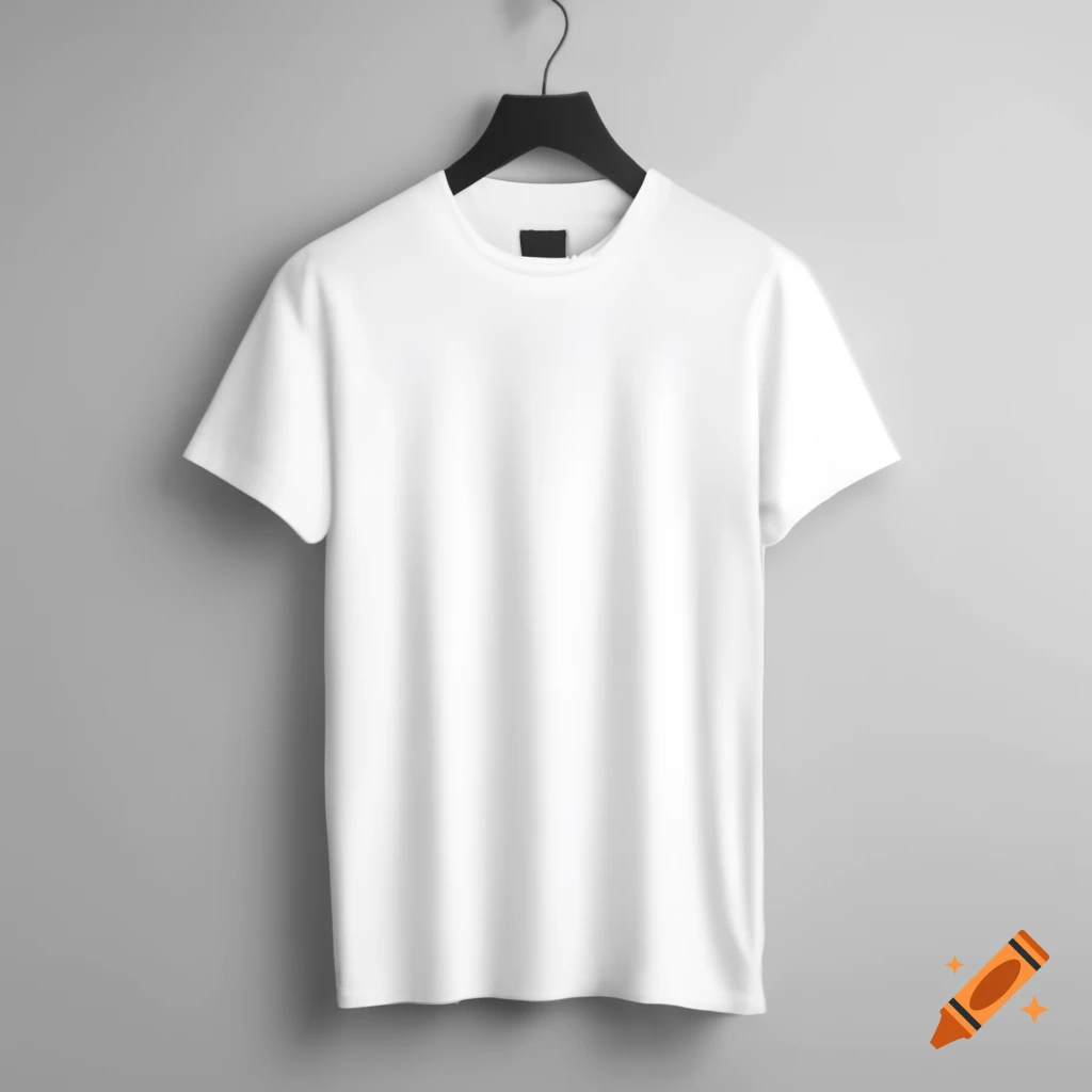 Neatly ironed white t-shirt mockup on hanger