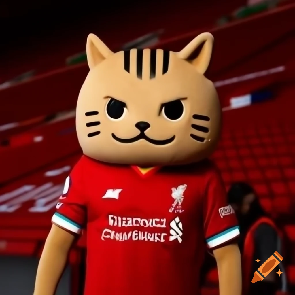 Reddit mascot in Liverpool soccer club jersey