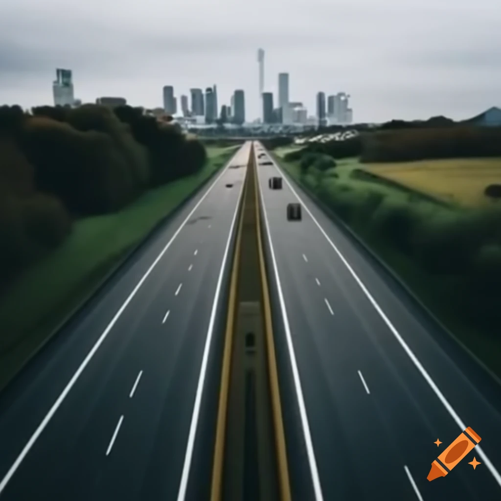 Autobahn highway scene with smooth traffic