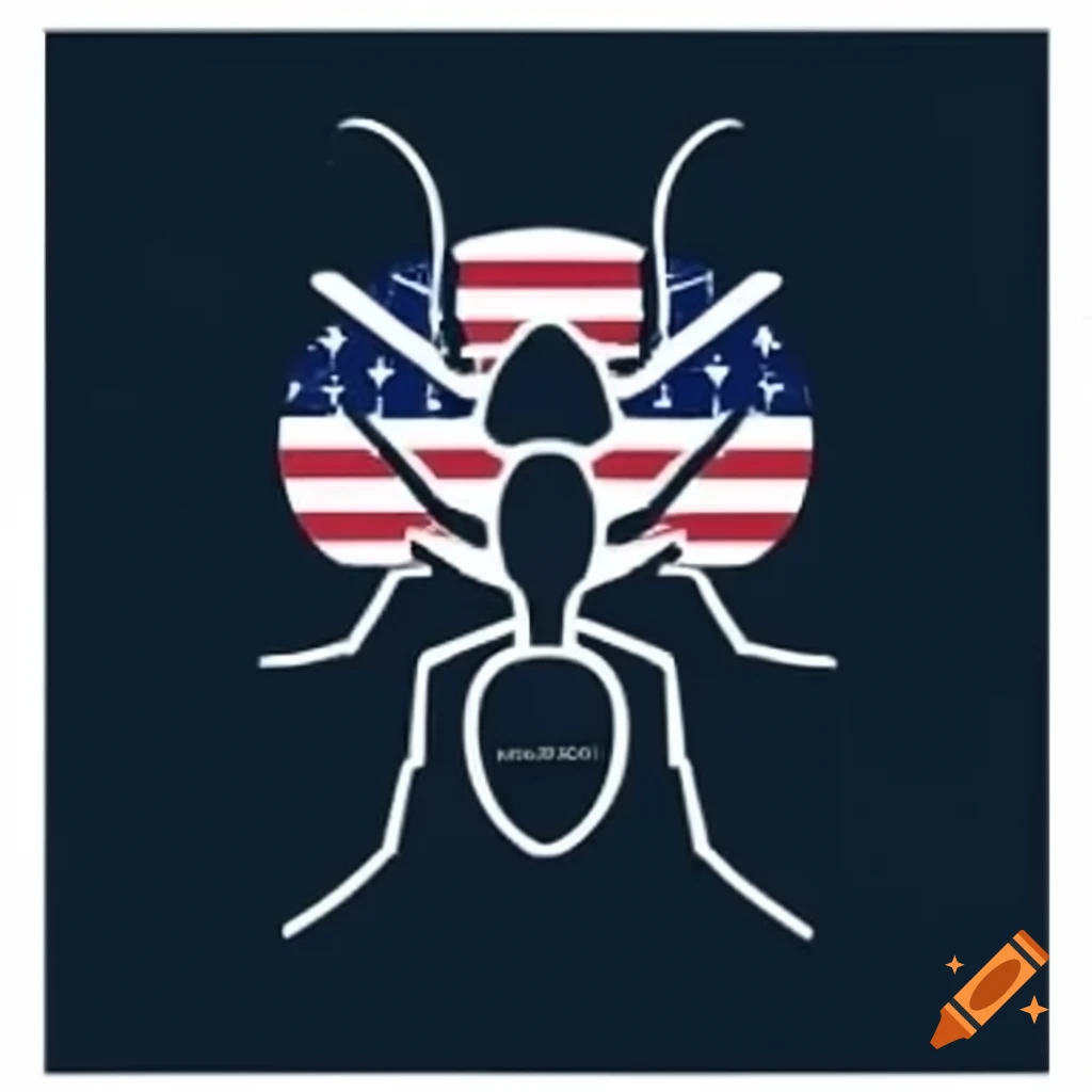 Monochrome logo of ant with American flag
