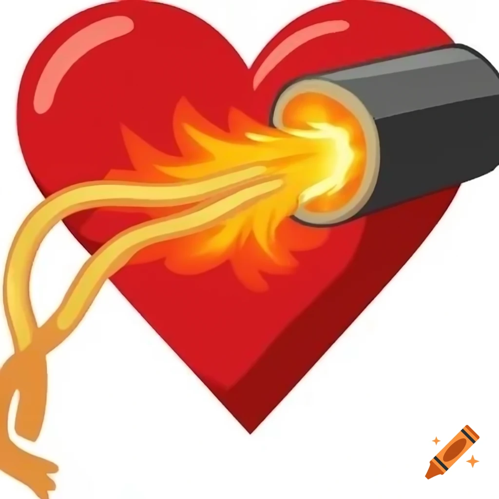 Burning dynamite in heart shape