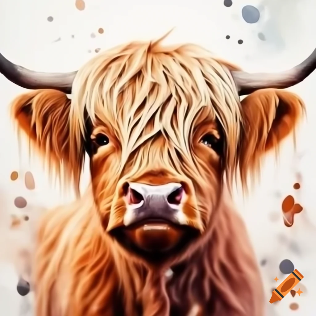 Vibrant portrait of a Highland cow showcasing strength and serenity