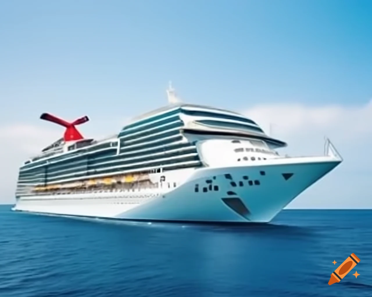Large white cruise ship sailing at sea