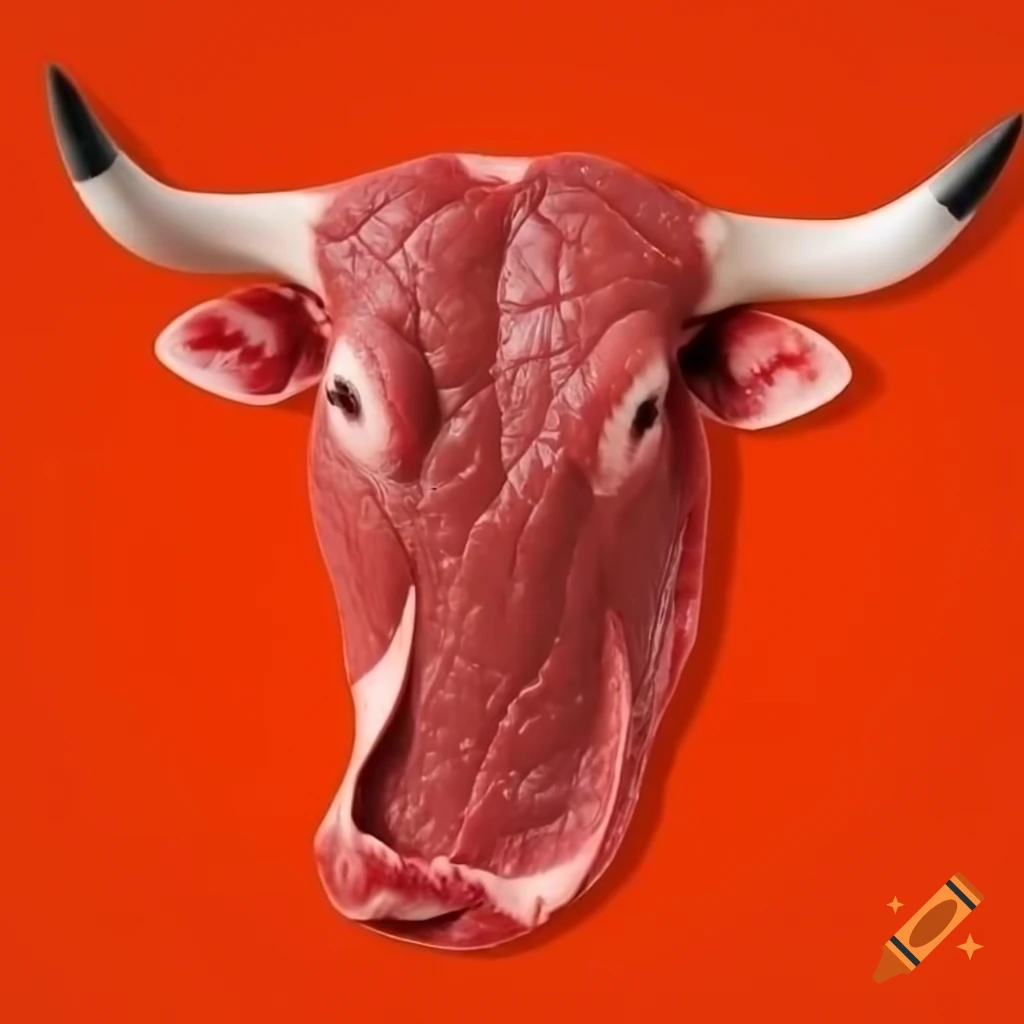 Montage of a steak cut from a bull