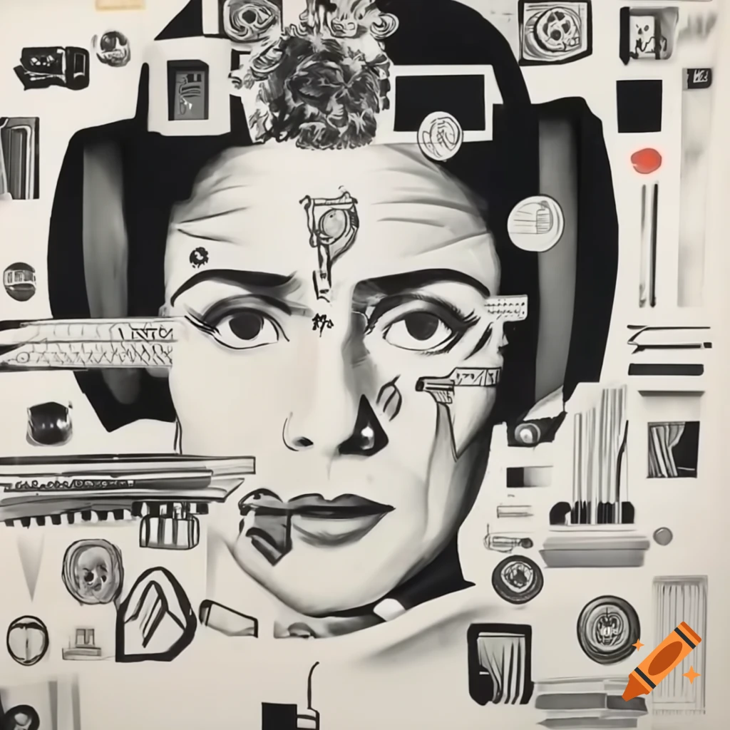 Surreal abstract mezzotint ink drawing inspired by Star Wars with Princess Leia