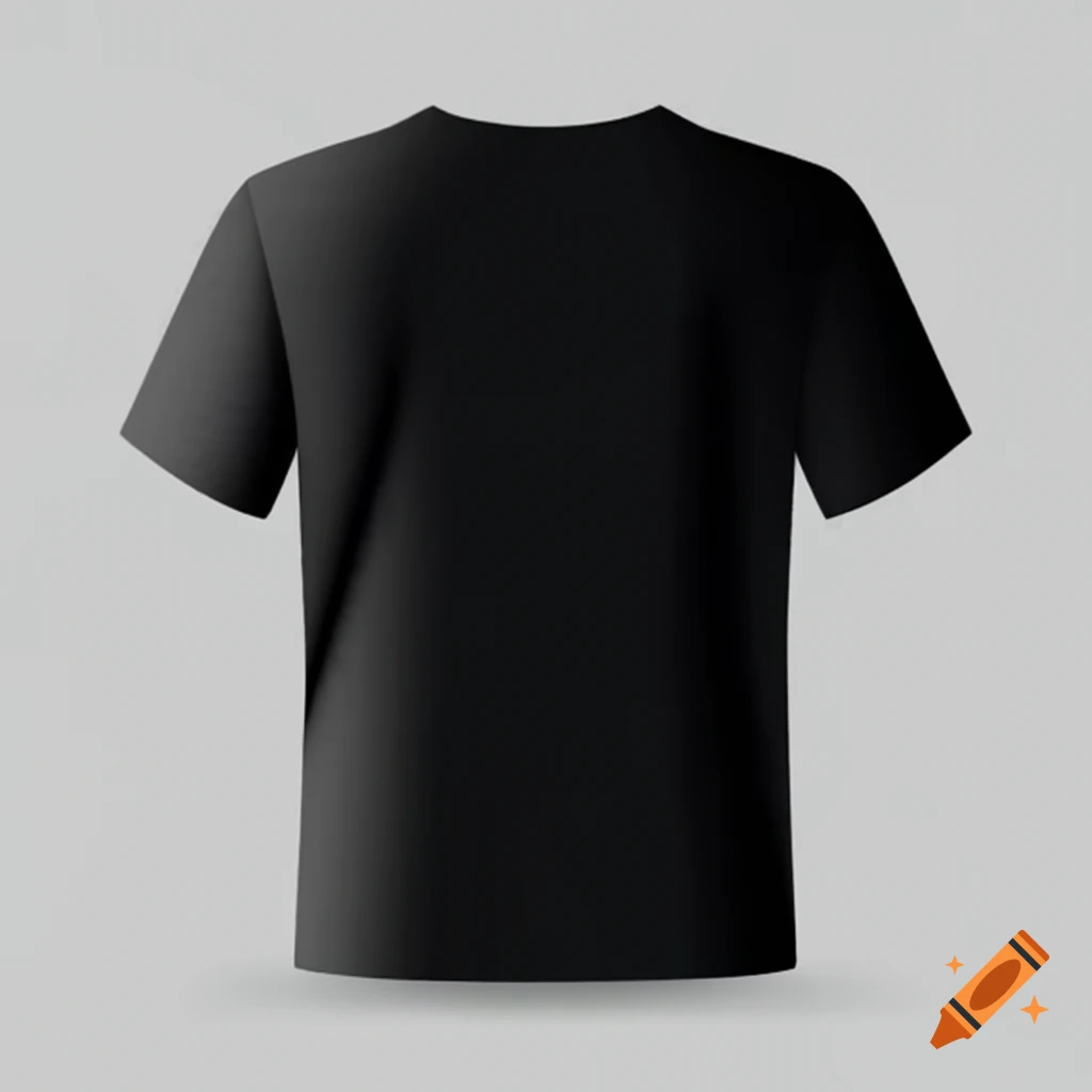 Realistic mockup of black plain t-shirt front and back