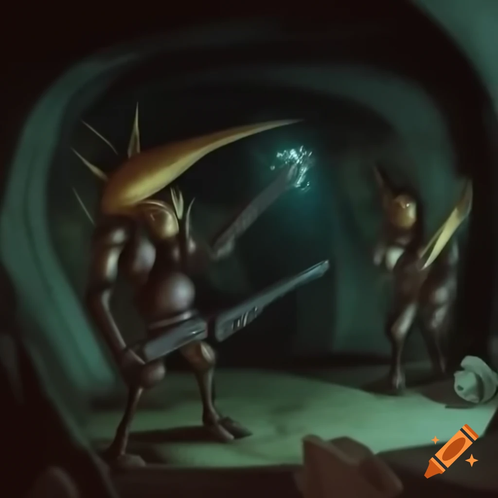 Swarms of goblins in dark cave tunnels