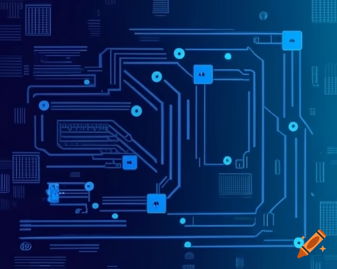 Abstract AI circuit board background with technology elements and blue ...