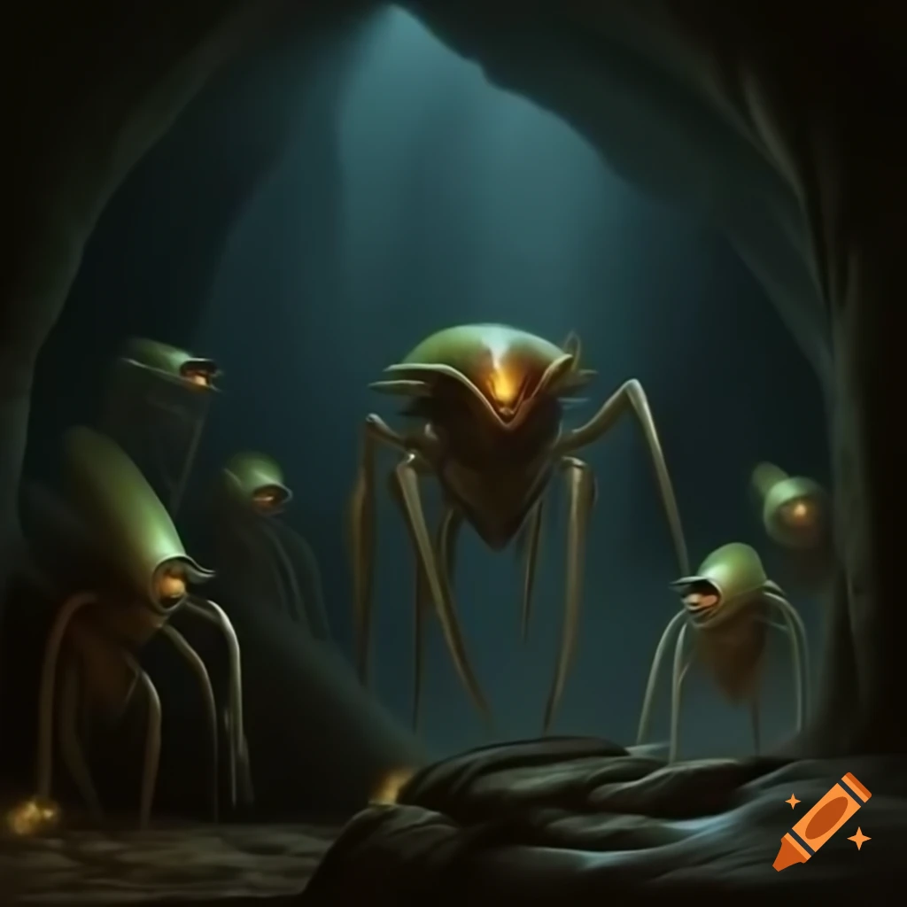 Swarms of goblins in dark cave tunnels