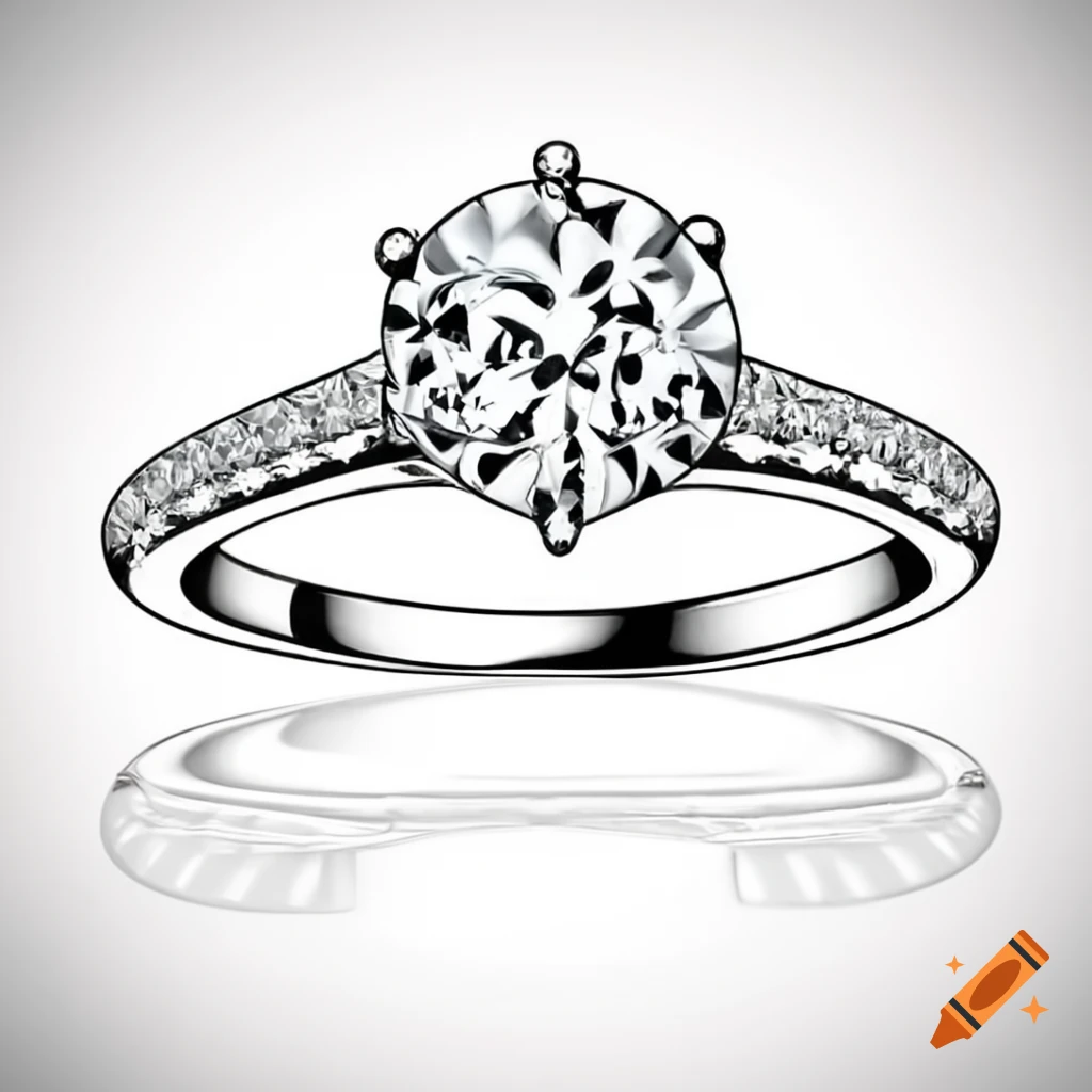 Engagement ring featuring diamond with six prongs