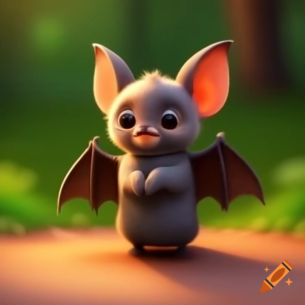 Cute bat with big eyes and soft fur